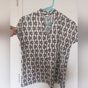 Stylish Black/Tan/White Patterned Shirt